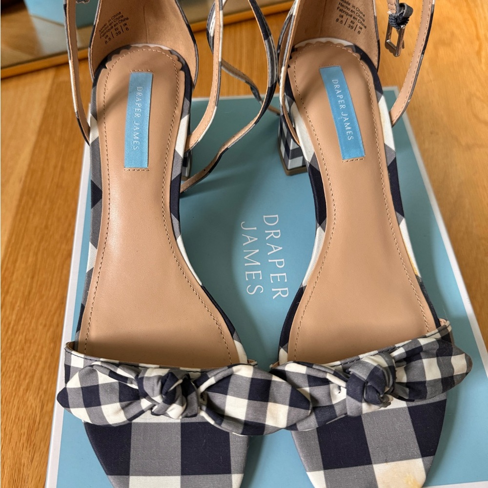 Draper James blue and White Sandals with Classic Checkered Design